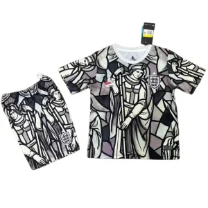 Angleterre Enfant Ensemble 2026 Gris - Angleterre Enfant Pas Cher | maillotdefootpersonnalise