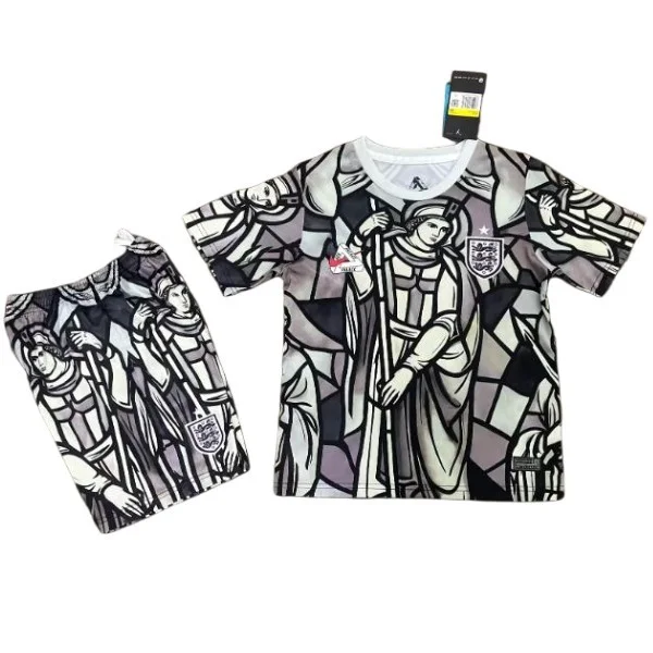 Angleterre Enfant Ensemble 2026 Gris - Angleterre Enfant Pas Cher | maillotdefootpersonnalise