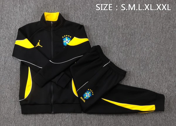 Brésil Survêtements Ensemble 2026 Noir - Brésil Survêtements Pas Cher | maillotdefootpersonnalise