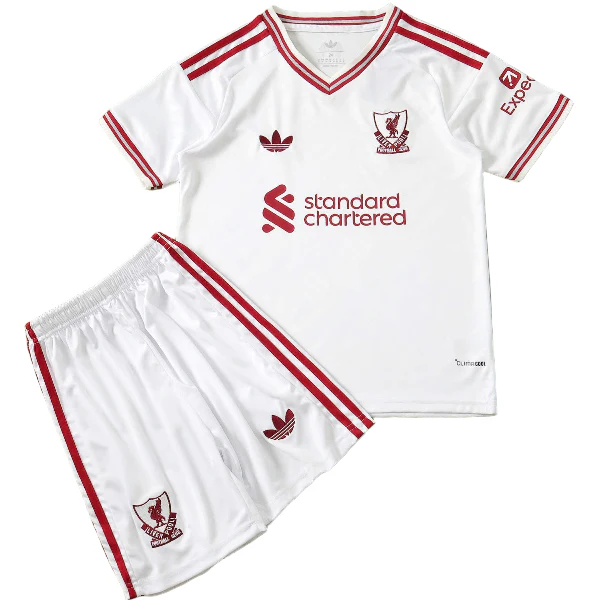 Liverpool Enfant Ensemble 2026 2027 Blanc - Liverpool Enfant Pas Cher | maillotdefootpersonnalise